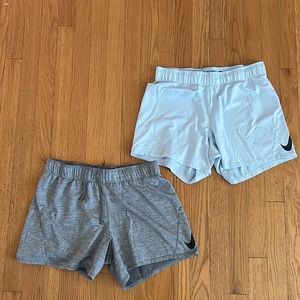 x2 Nike athletic shorts, blue & grey, Size Small